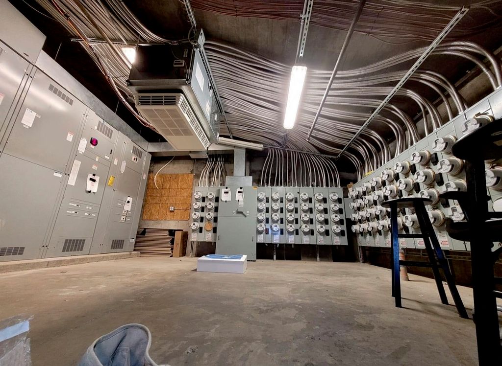 Electrical room for 70 unit apartment building.