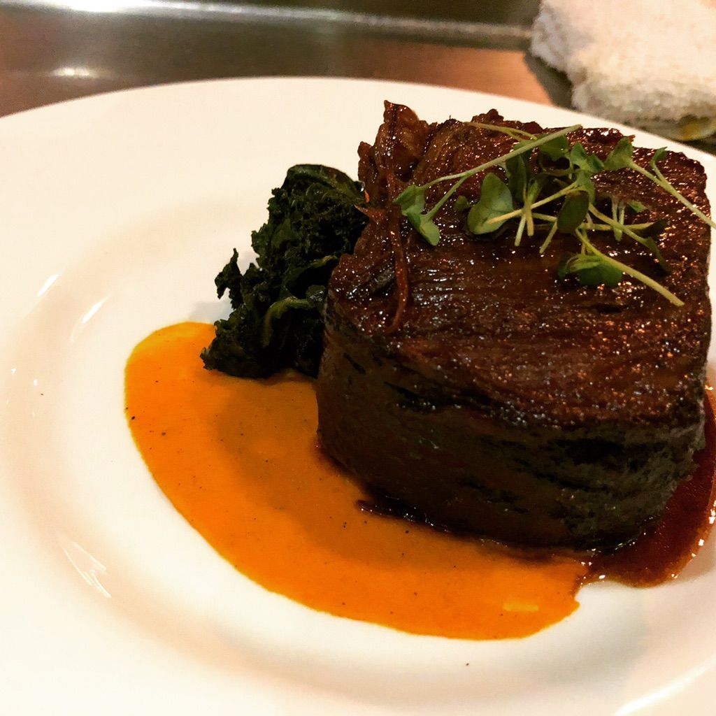 Brasied Short Rib, "Cream Kale", Carrot puree 