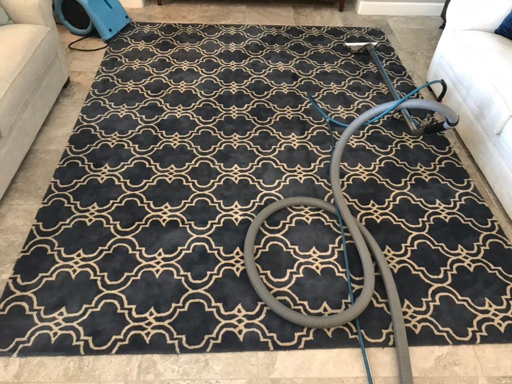 Beautiful wool rug measures 10 x 8. Before cleanin
