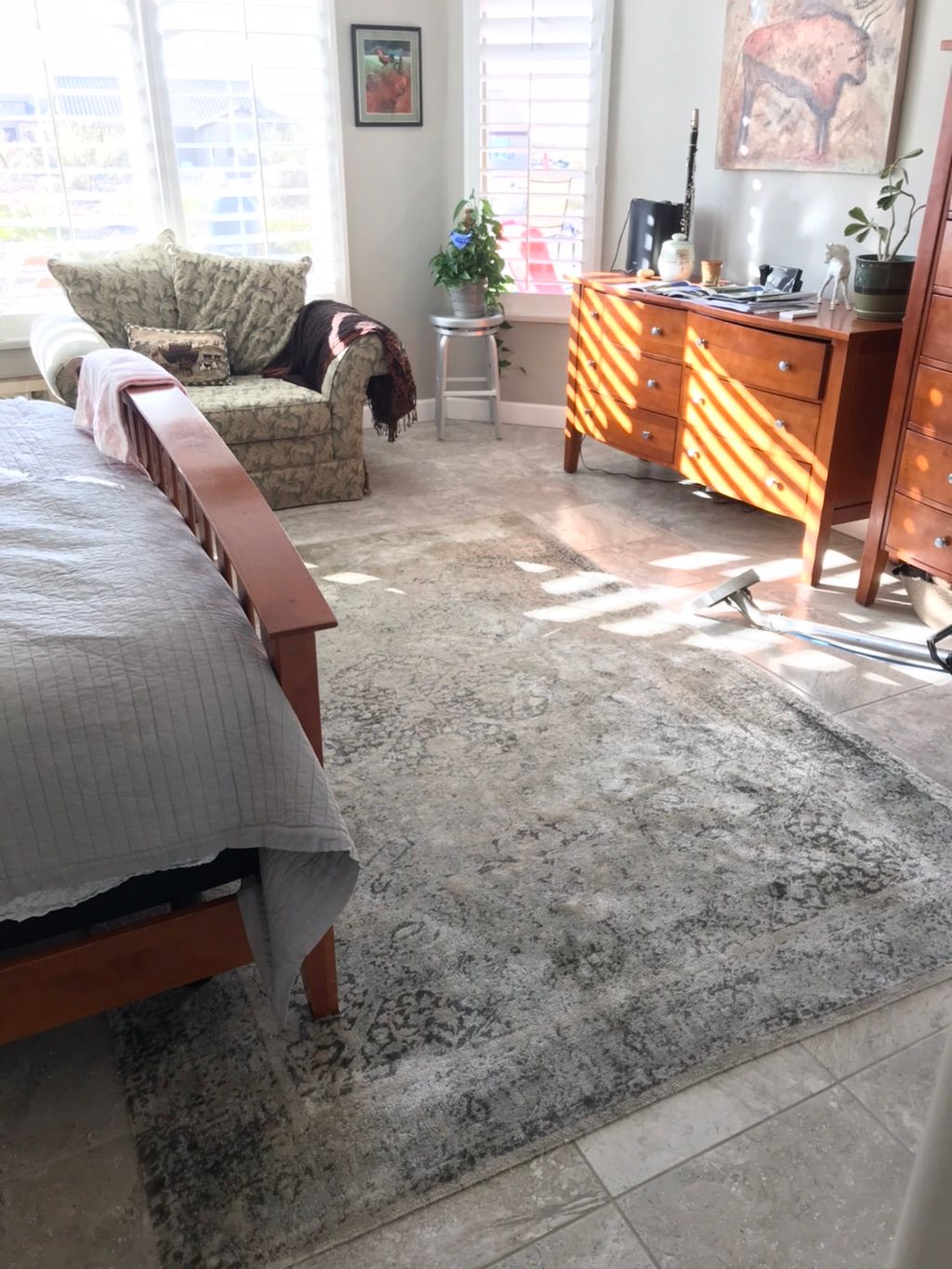 Viscose area rug before. 