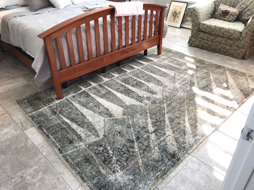 Viscose area rug post clean with shark tooth dry s