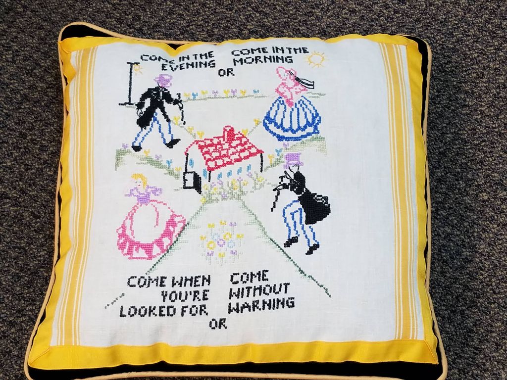 made pillow from old doilie 