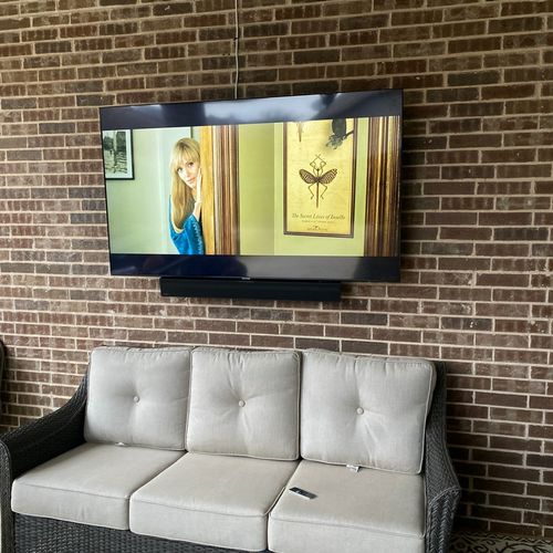 60 inch tv mount on outside brick with sound bar m