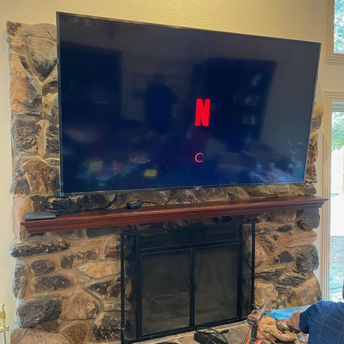 70 inch tv mount over fireplace on stone