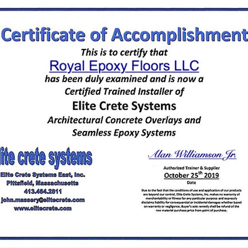 Epoxy Flooring Specialist Certification