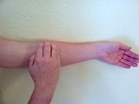 Forearm cross fiber friction stroke for thumb and 