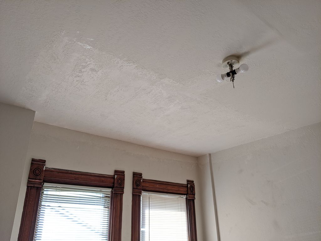 Finished textured ceiling repair