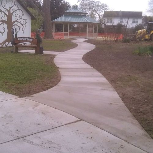 Concrete walk way path