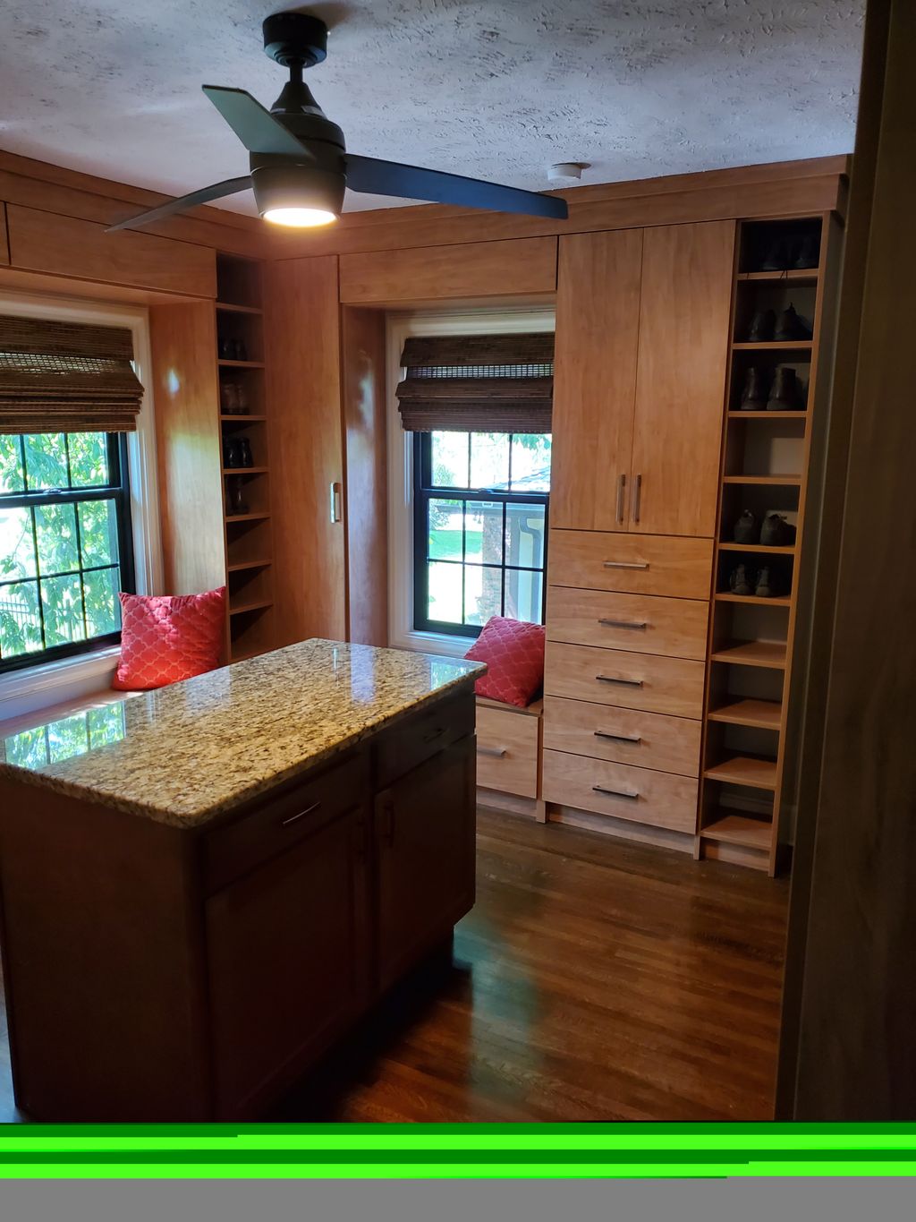 Walk-In Closet with Island and Shoe Storage