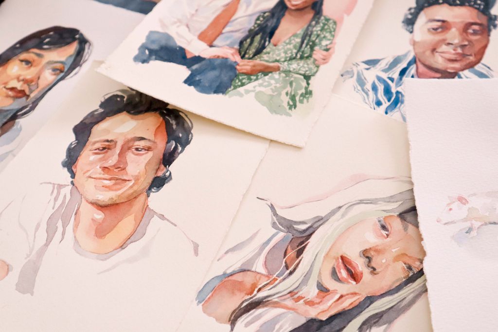 watercolor portrait work