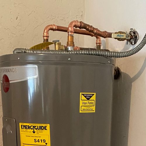 Electric water heater & shut off valve installatio