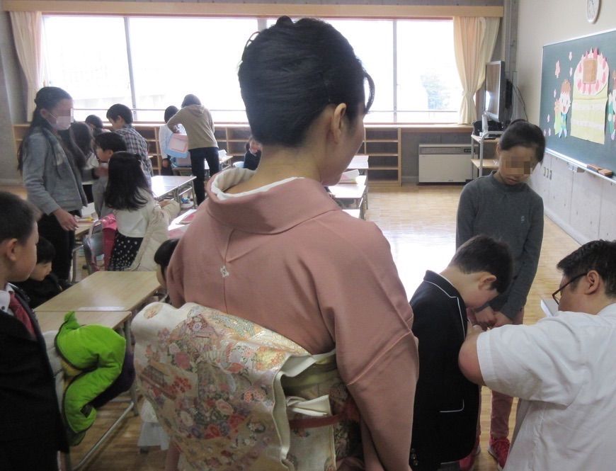 Wearing Japanese traditional clothing