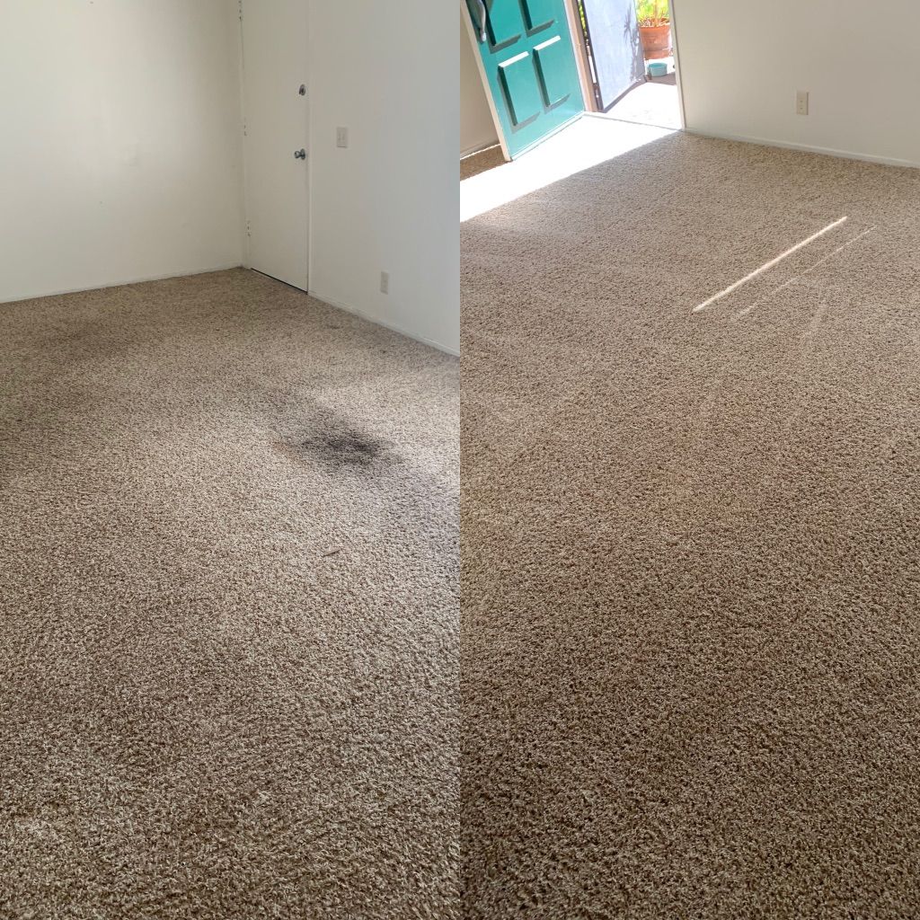 Soiled carpets before and after a move out cleanin