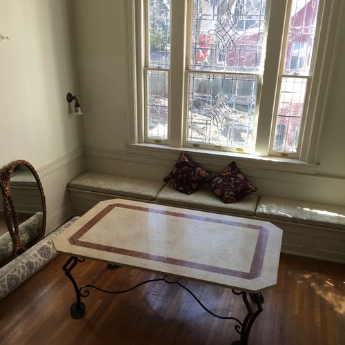 This very heavy (800lbs) marble top table and cast