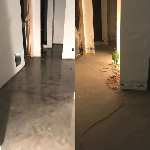 Epoxy reflected floor before and after 