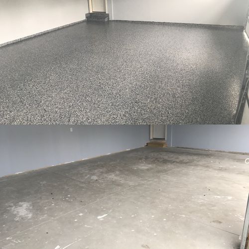 Epoxy floor before and after 