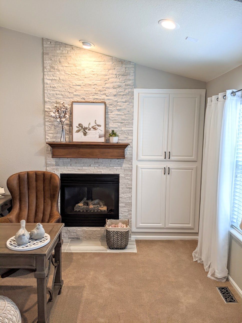 Fireplace ledger stone remodel