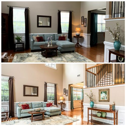 Before and After photos of home staged in Davidson