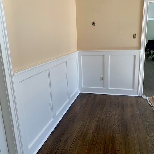 CJ and team installed wainscoting in three rooms a