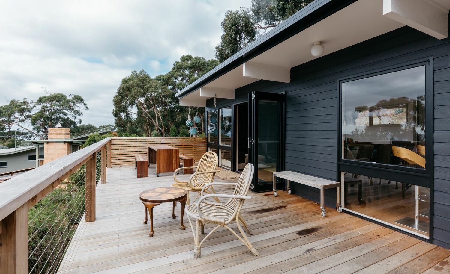 wood deck modern home