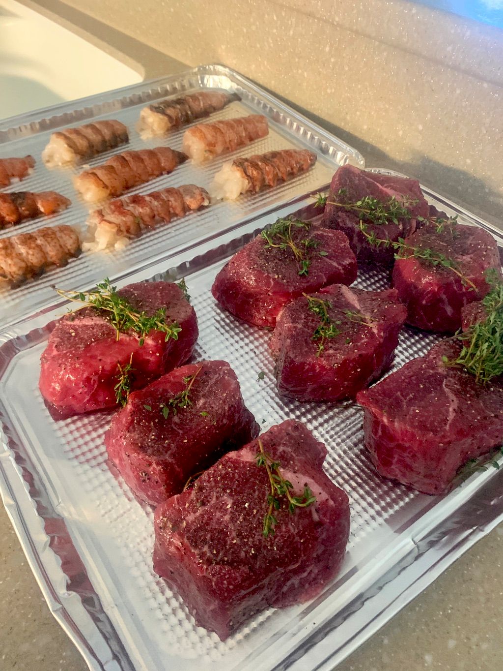 Surf & turf prep! 🥩  🦞 