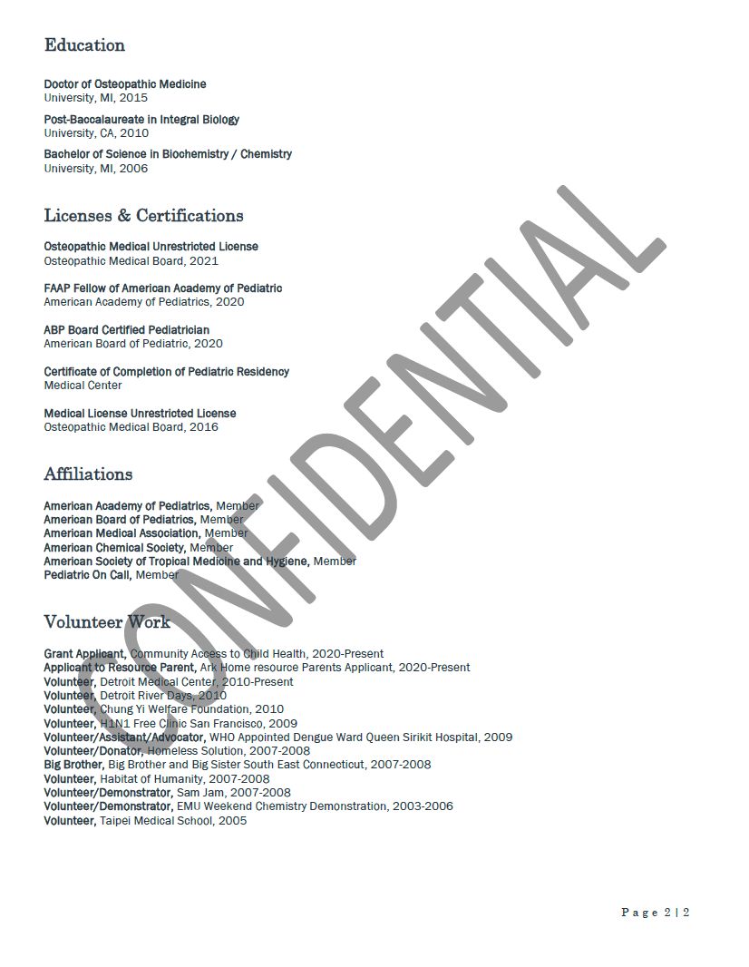 Physician Resume Sample Pt2