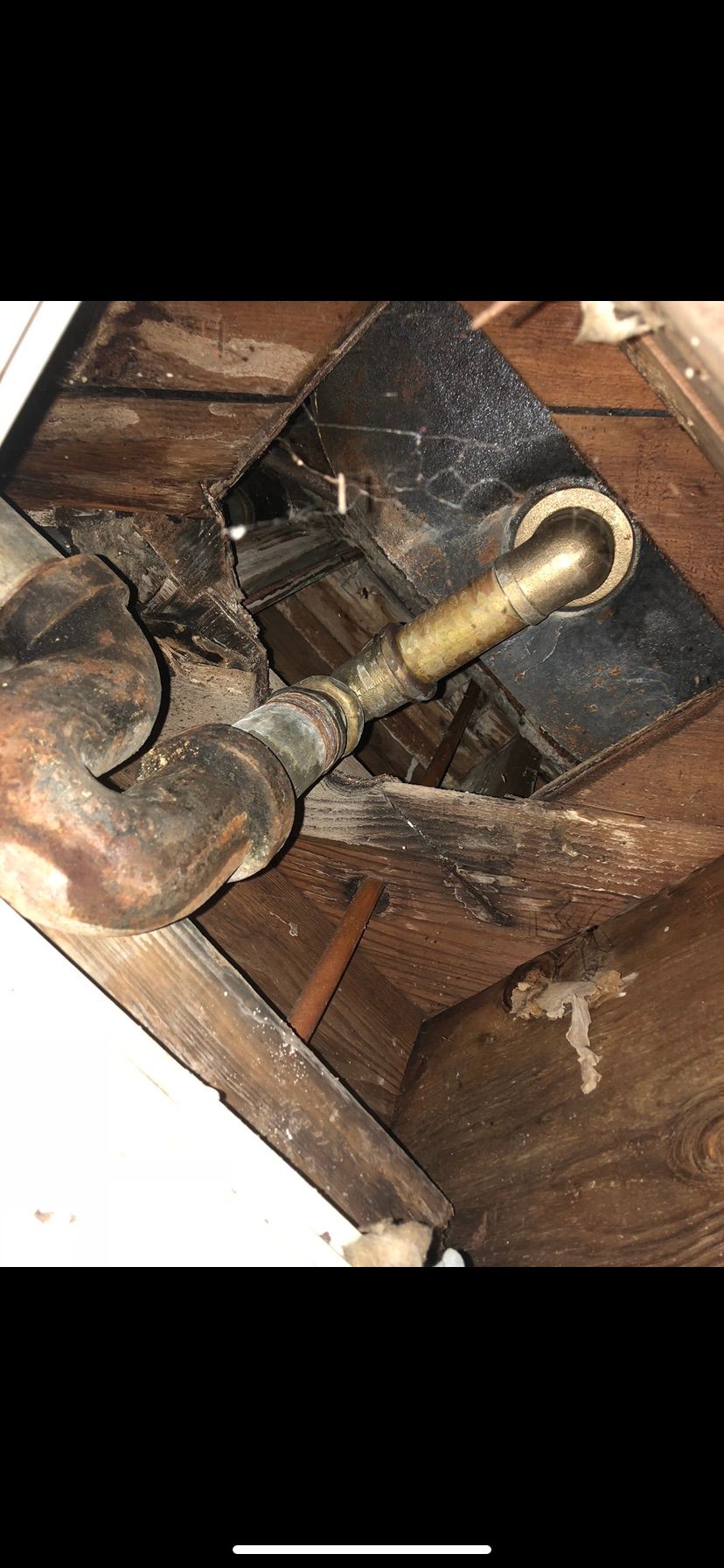 (Before)Old leaking brass/galvanized p-trap and ov