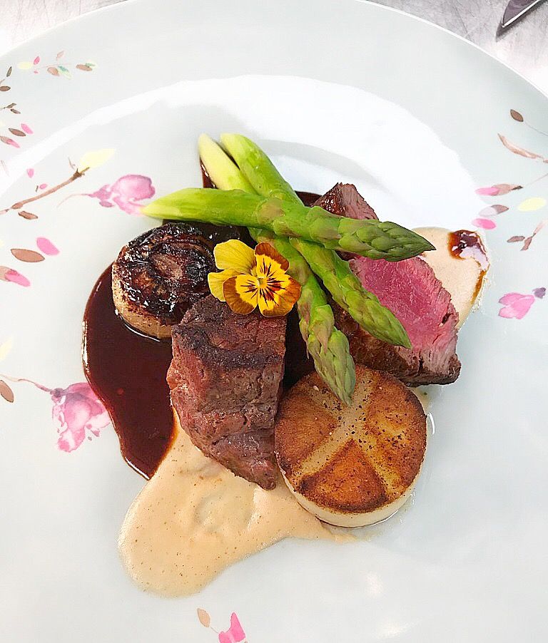 filet, asparagus and fondant potato