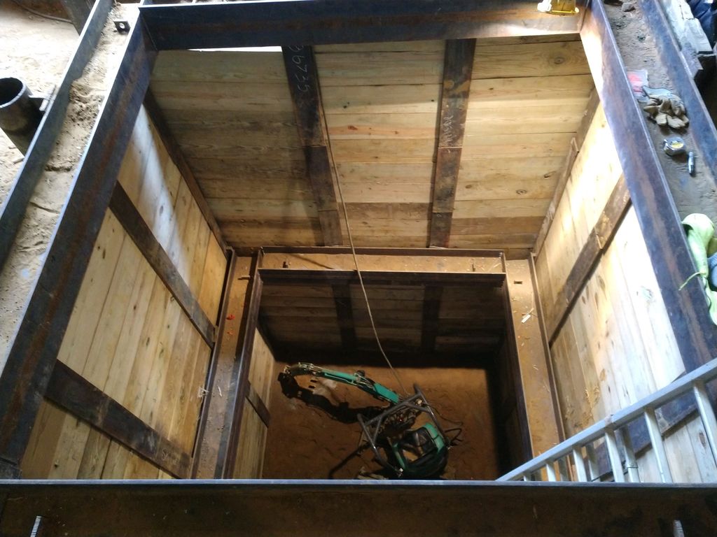 Shoring for new elevator pit