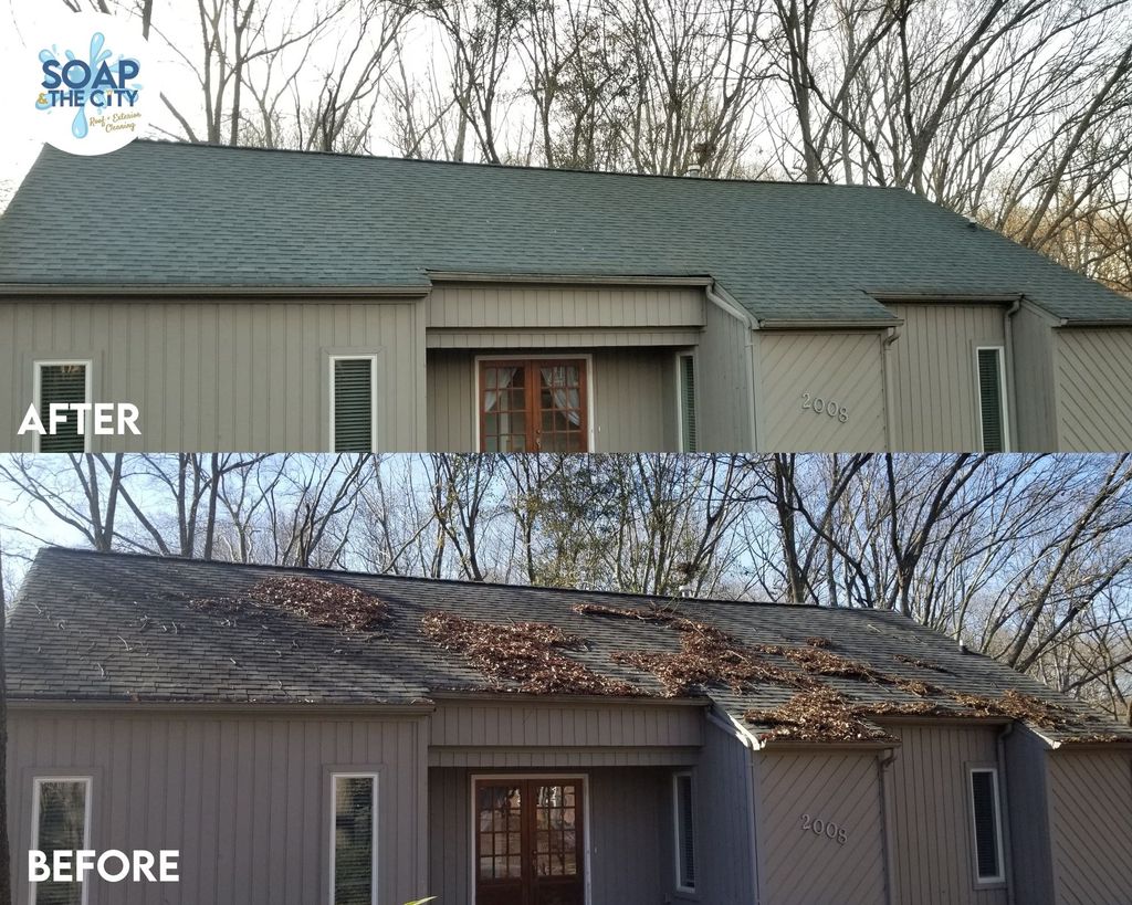 Roof debris removal and cleaning.