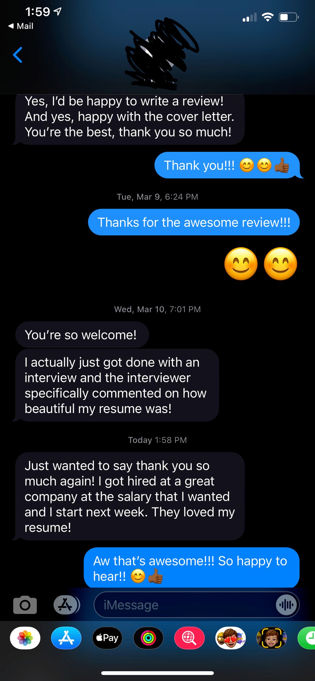 One of my clients got a job she wanted!