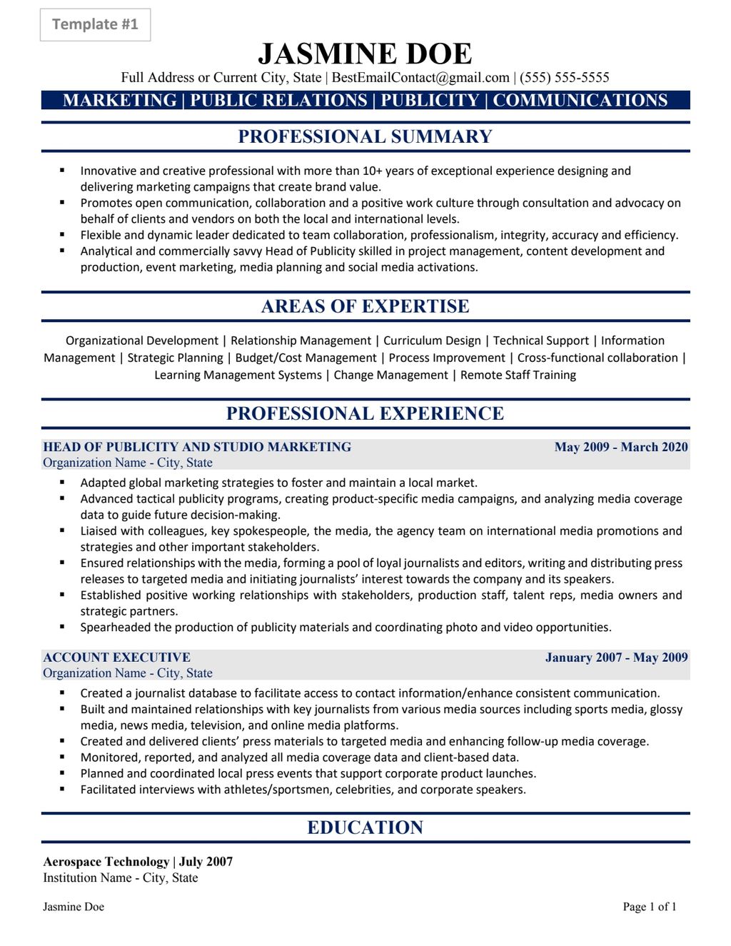 Resume Sample #1