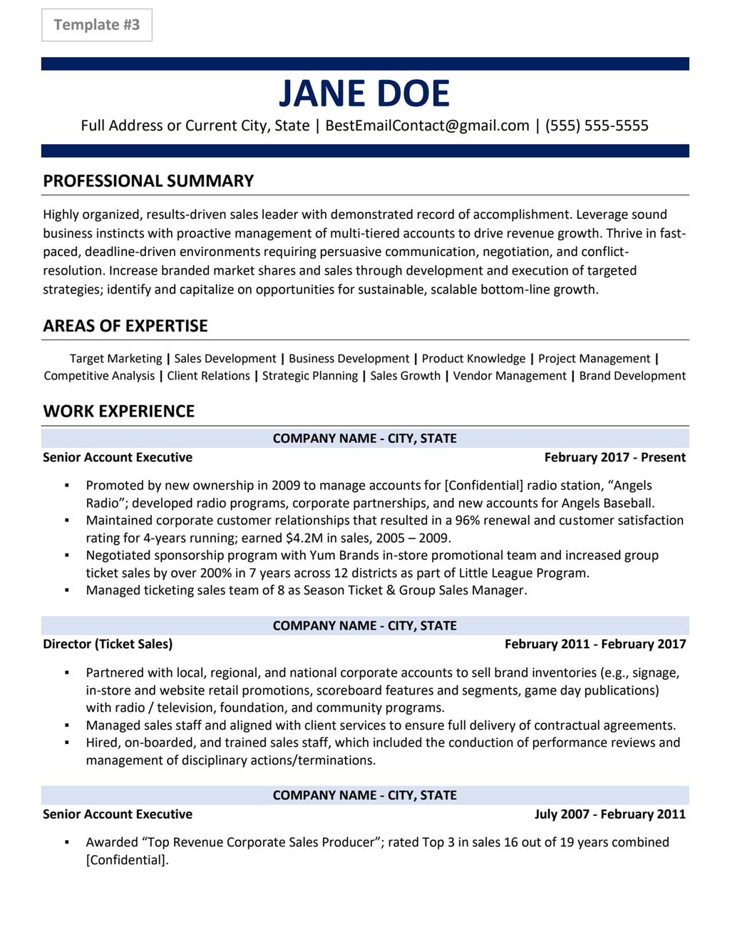 Resume Sample #3 (page 1)