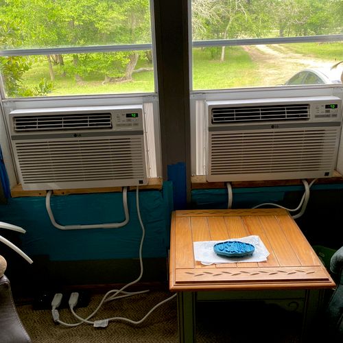 He did good job with installing window a/c units.