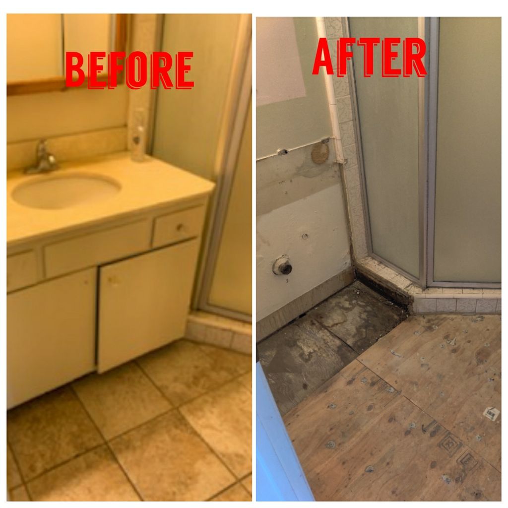 bathroom demolition at Burbank