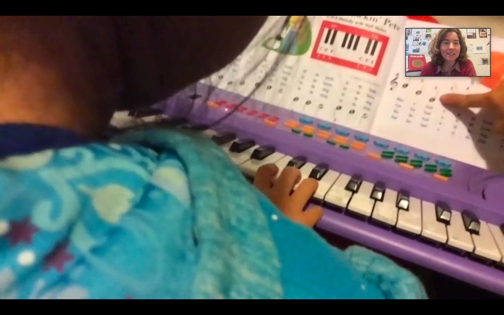 Teaching a beginner on her first piano!
