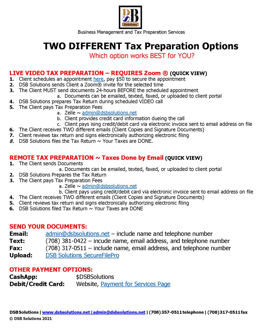 REMOTE TAX PREP or VIDEO TAX PREP