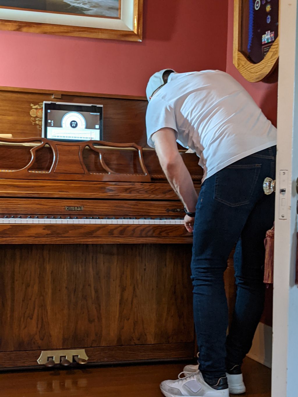 Getting in close to make sure the sound is perfect
