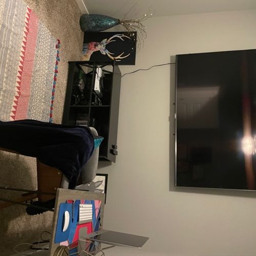 Hired to install 75" TV in game room. Very quick r
