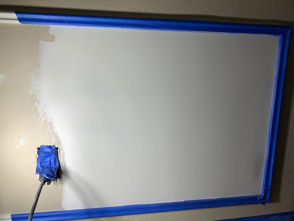 The 'After' of the plumbing patch drywall. 