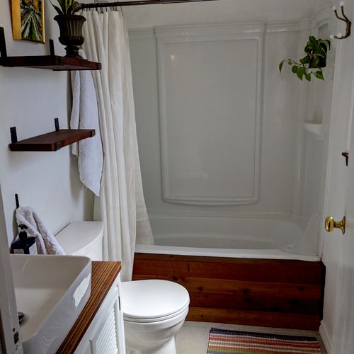 Bathroom w/ Repurposed Redwood (After)