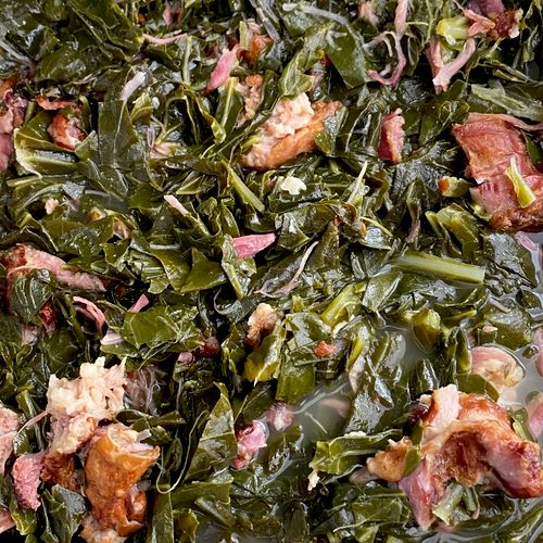 Mouth watering collard greens with smoked turkey t