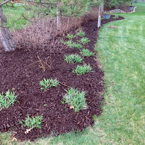 3 yards of brown mulch on 4/15/21