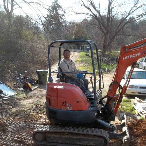Excavating for sewer line install