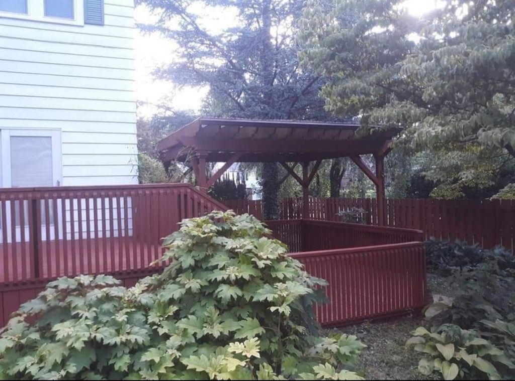 deck, pergola, and fences I repaired and painted