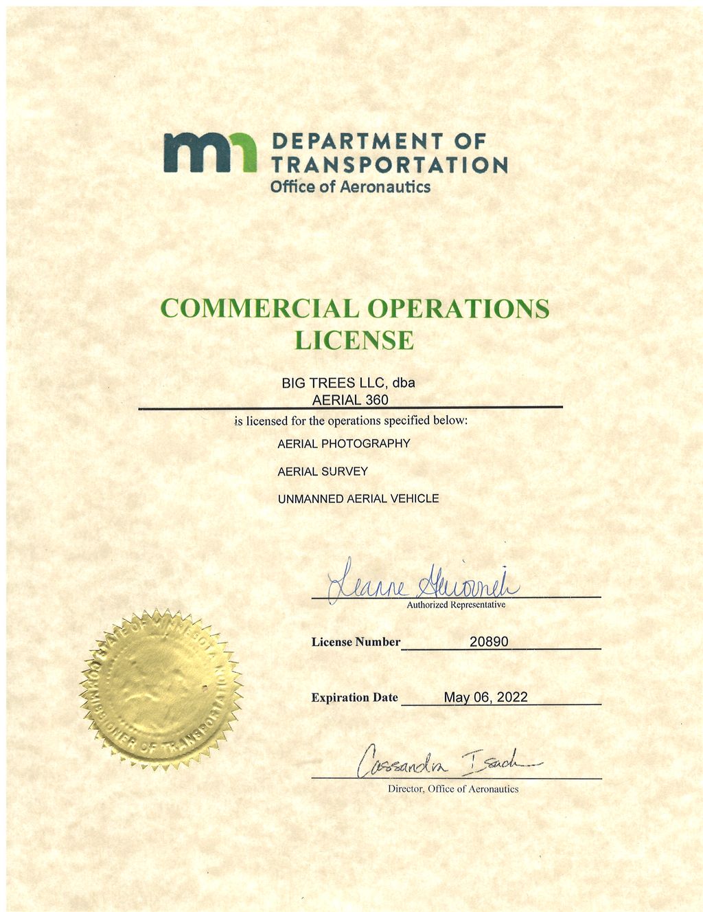 State of MN License