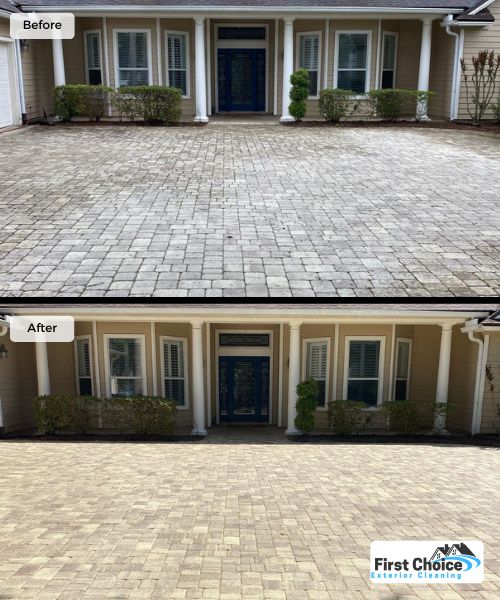 Cleaned, Re-Sanded, and Sealed Pavers (Semi-Gloss 