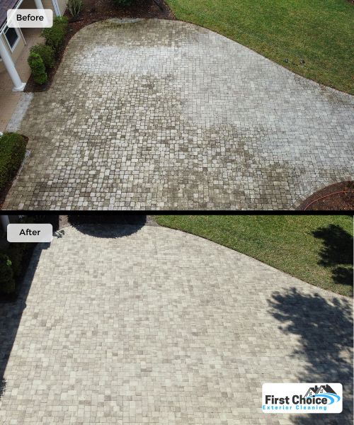 Cleaned, Re-Sanded, and Sealed Pavers (Semi-Gloss 