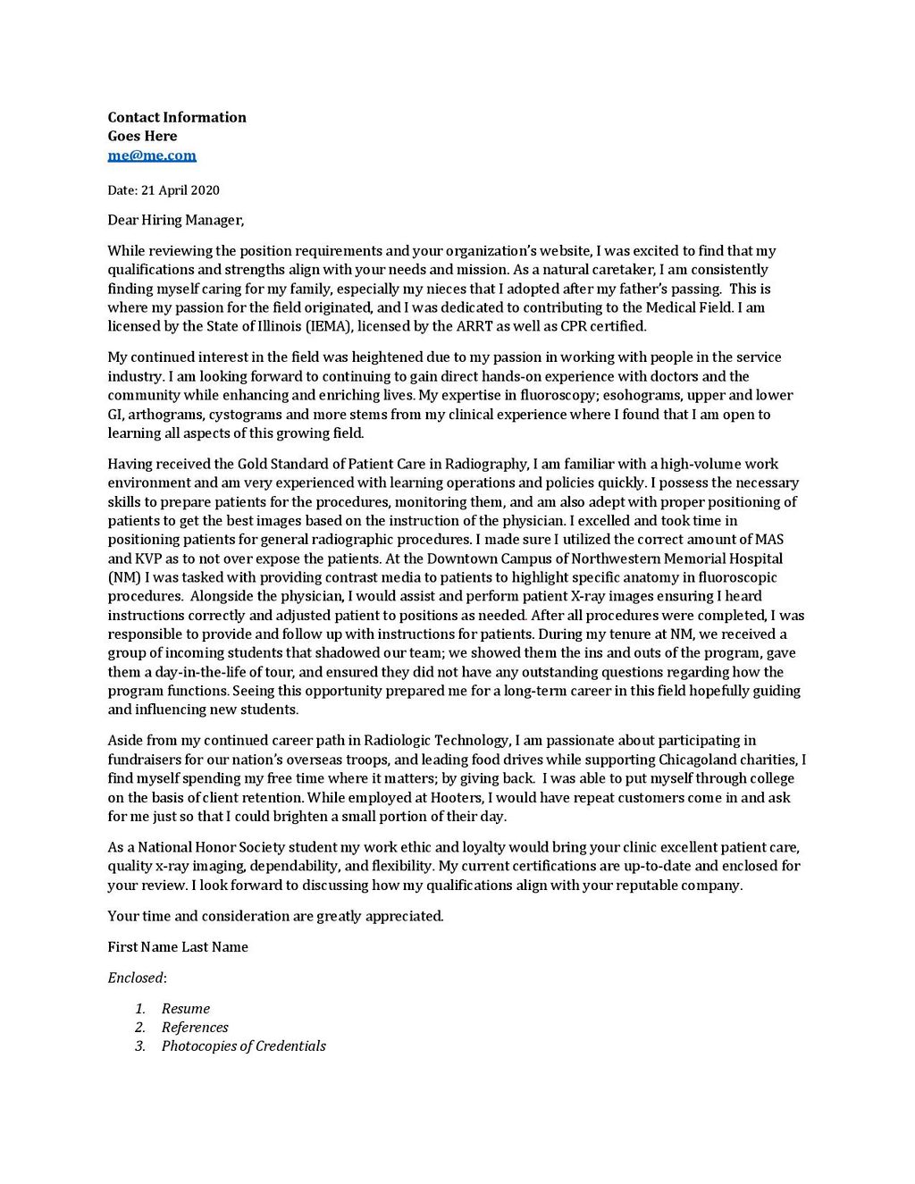 Cover Letter Sample 2