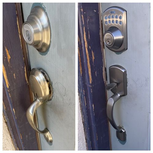 I hired KD to install a keyless front door lock. I
